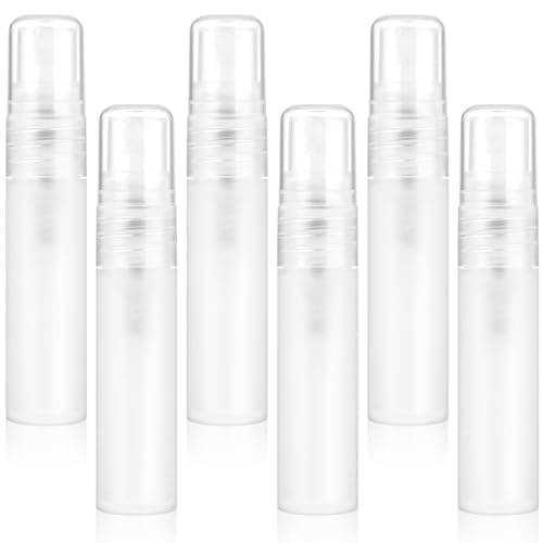 Molain 6 Pack Mini Portable Spray Bottle, 5ml Refillable Frosted Perfume Bottle Fine Mist Travel Empty Bottle Container Essential Oil Perfume Makeup Remover Dispenser for Travel and Outing Cleaning