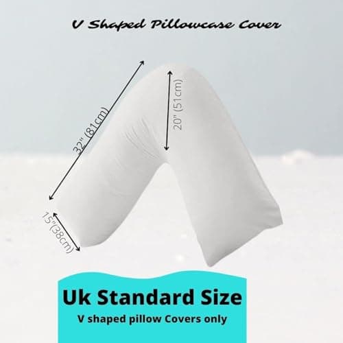 Nutra Nerd V Shaped Pillowcase Cover - 100% Polycotton V pillowcase cover - Neck & Back Support Orthopaedic Pregnancy Nursing V shape Pillow case cover only | Envelope Closure (White) — view 2