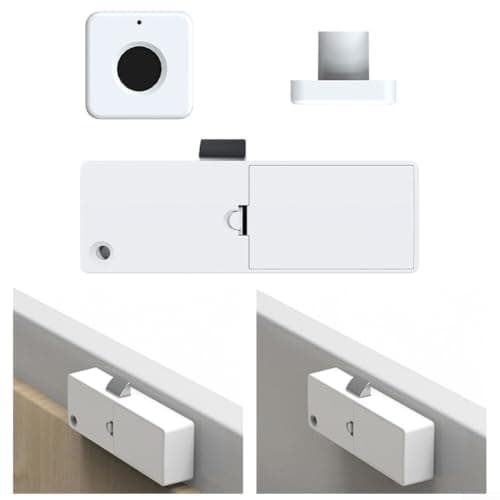 Smart Biometric Fingerprint Cabinet Lock Electronic Drawer Wardrobe Privacy No Key USB Charging 180 Days for battery Life White — view 3