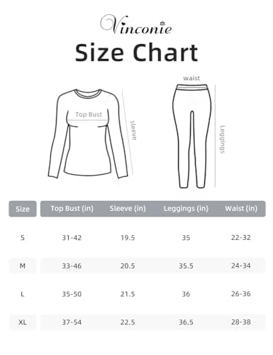 Vinconie Ladies Thermal Underwear Pyjama Set Long Sleeve Base Layer T-Shirt Top, 1 Pack Grey, M (12 14) — view 5