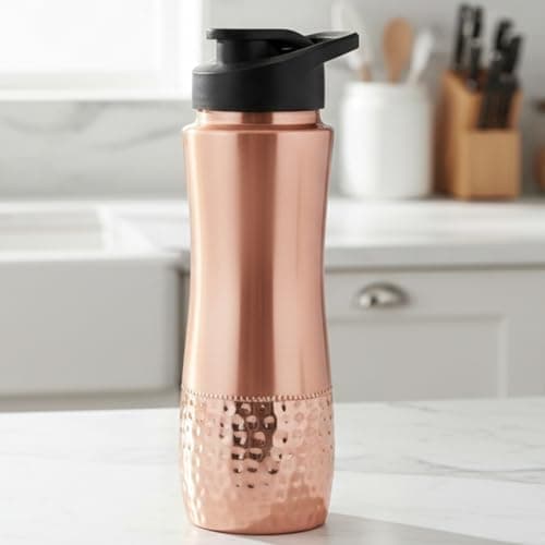 COPPAYA Pure Copper Water Bottle with Sipper, 900ml Capacity (30.4 US fl oz), Traditional Ayurveda Drinkware for Daily Use, Made in India — view 4