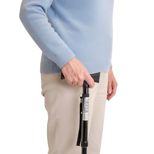 PEPE Mobility Folding Walking Stick for Women and Men, Adjustable, Black — view 6