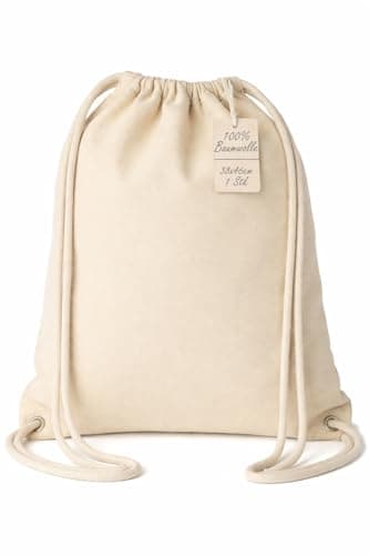 brand promotion Fabric Bag Gym Bag Cotton 38 x 46 cm - Oeko-Tex 100 Certified - Sports Bag with Drawstring - Sustainable Cotton Bag Jute Bag for Sports, School & Leisure, natural, 38x46cm