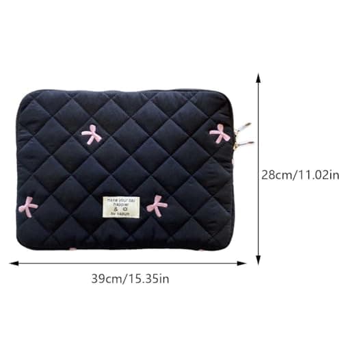 jingyuKJ Puffy Laptop Sleeve Bow Quilted Laptop Carrying Case Puffer Padded Laptop Sleeve Portable Puffy Carrying Laptop Case for Computer 11/13/15Inch — view 6