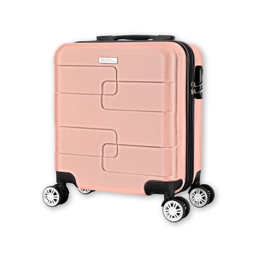 WORLD EXPLORER Rose Gold Cabin Suitcase 45x35x20cm, 30L ABS Shell, 4 Wheels
