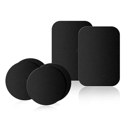 Haluway 6 Pcs Metal Plates for Magnetic Phone Mounts, 2 Rectangular & 4 Round, 0.5mm Ultra-Thin Stainless Steel Adhesive Plates, Replacement Plates for Car Phone Holders, Not Magnetic Black — view 3