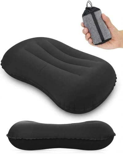 Ultralight Inflatable Pillow for Adults, Compressible Compact Comfortable Ergonomic Inflatable camping pillow with Storage Bag for Neck Support Blow Up Pillow for Hiking Camping Traveling 42*31*10cm