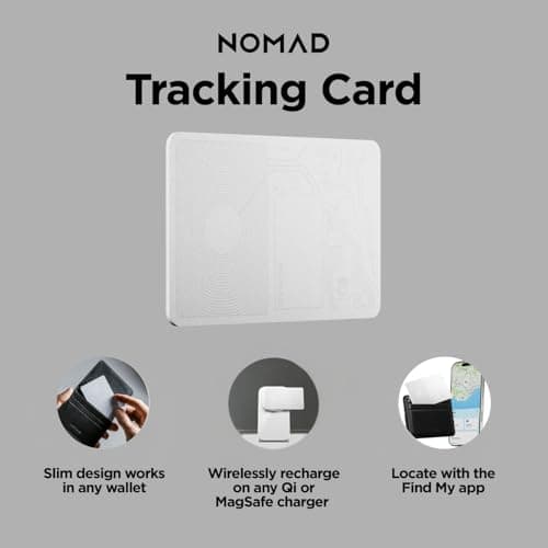 Nomad Tracking Card White, Slim Card Tracker with IPX7 Waterproof and Dust Proof - Card Tracker for Wallet & Luggage, 5 Months GPS Tracker Long Battery Life, Rechargeable, Compatible with iOS Only — view 3
