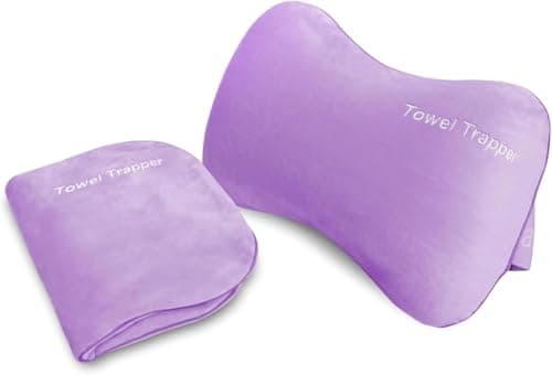 ITSA Beach Comfort Bundle – Terry Towelling Lightweight Beach Towel with Pockets & Handles(LIght Purple) + Towel Trapper Inflatable Travel Beach Pillow (Lilac Breeze) — view 3
