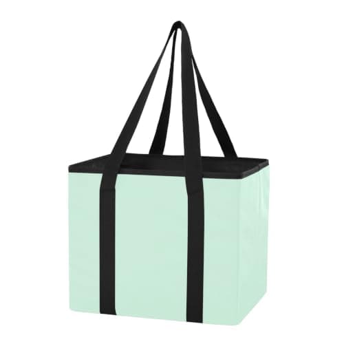 GuoChe Car Trunk Organizer Reusable Shopping Bags for Groceries Solid Mint Green Design Heavy Duty Foldable Tote Bags with Hard Bottom & Handles for Shopping Work Travel, 1 Pack