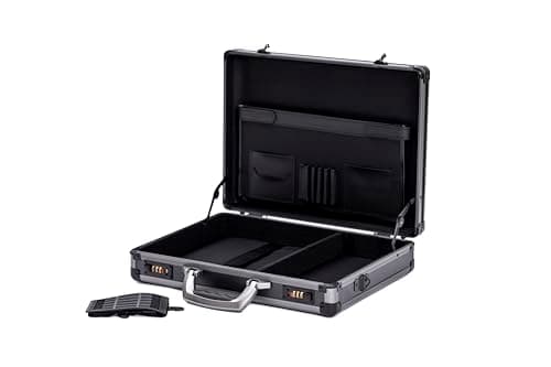 AR BRAND EST. 2021 Aluminium Briefcase Business Office Travel Work Laptop Attaché Bag (Black) Slim Design with Shoulder Strap (Black) — view 2