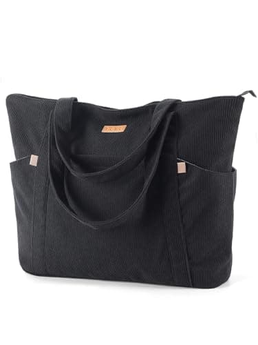 Lekespring Laptop Tote Bag for Women - Large Capacity Shoulder Bag with Zip and Pocket for College School Work Travel Shopping(Black)