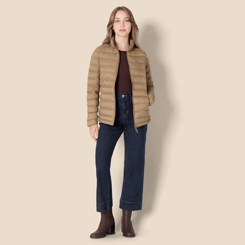 Amazon Essentials Women's Lightweight long-sleeved, water-resistant, packable puffer jacket (available in plus size), Mushroom Brown, S — view 5