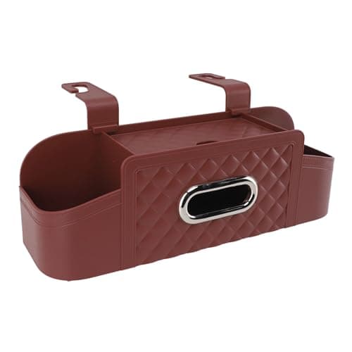 Cocoarm Car Back Seat Organizer, Plastic Car Headrest Storage Holder with Tissue Box Cover Cup Holder and Phone Stand, Hanging Backseat Storage Box for Family Travel (Wine Red) — view 3