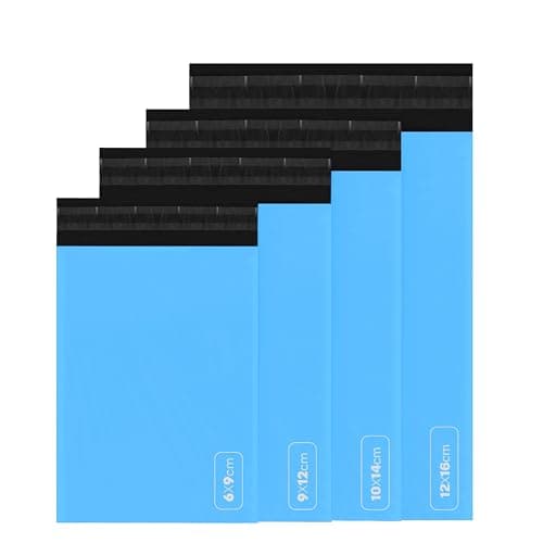 delka Mailing Bags, Mixed Size Grey Poly Mailer Bags, Tear-Resistant Shipping Envelopes for Clothing, Documents, Strong Self-Seal Adhesive, Waterproof & Lightweight (Blue, 60 Pack)