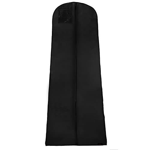 HANGERWORLD 72 Inch Black Breathable Wedding Gown Dress Garment Clothes Cover Bag with Secret Internal Zipped Pocket — view 3