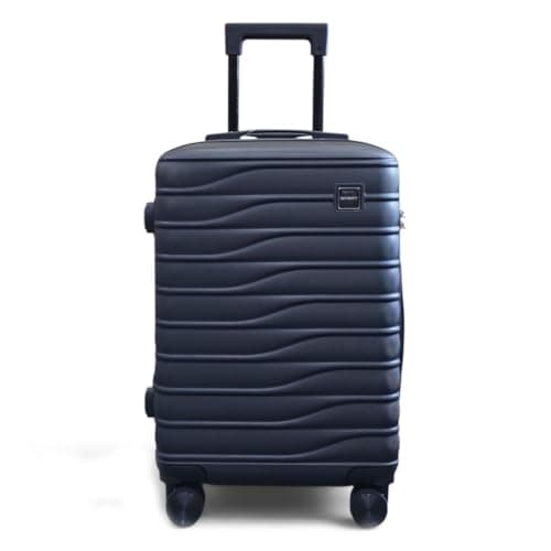 Infinity Leather Hard Shell Black Cabin 56 x 36 x 23 cm Secure Luggage Suitcase Suitable for Easyjet, Ryanair