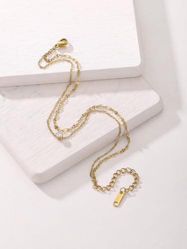 AllerPierce Gold Anklet for Women, Dainty Layered CZ Anklet Bracelet, Hypoallergenic Stainless Steel Waterproof Foot Chain, Summer Beach Jewellery Gifts for Women Girls Ladies Gold — view 6
