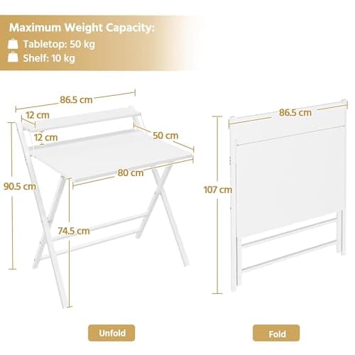 Yaheetech Foldable Desk with Monitor Stand 80 cm — view 3