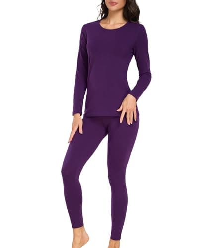 wirarpa Women's Thermal Underwear Set Cotton Base Layer Top & Bottoms L