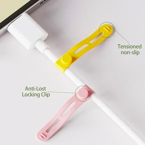 Pack of 30 Silicone Cable Ties, Reusable Cable Organiser, Adjustable Cable Ties for Home and Travel Charging Cables, Audio Cable and Network Cable Storage (Multi-Colour) — view 3