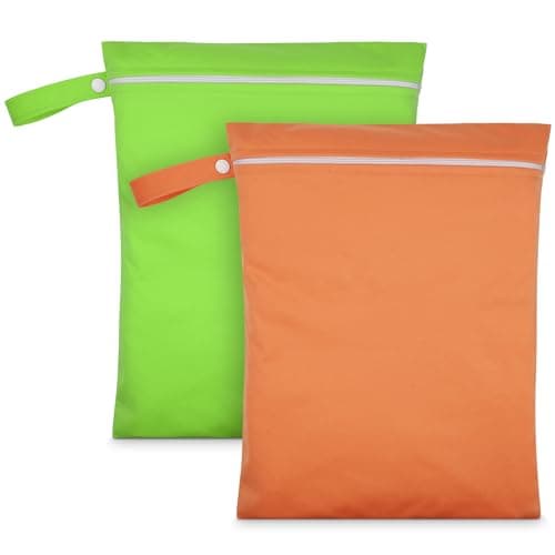 AOOSA 2PCS Wet Bags, Reusable Cloth Diaper Bags with Handle and Zipper
