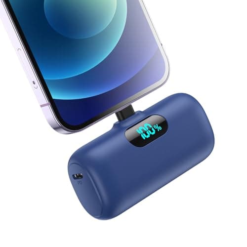 5000mAh Mini Power Bank for iPhone, Upgraded 15W PD Fast Charging Portable Charger, LCD Display 3.0A Small Battery Pack Compatible with iPhone 14/14 Pro Max/13/13 Pro Max/12/11/XR/X/8/7/6 etc-Blue