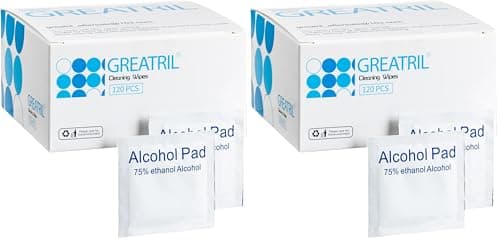 Pack of 240 Anti Bac Wipes Tiny Size 6cmx6cm, Greatril Alco Cleaning Wipes with Travel Size for Mobile Phone iPad Door Handle Glasses Tablet PC Computer Laptop