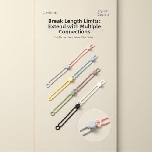 10 Pack Silicone Cable Ties, Reusable Cord Organiser for — view 4
