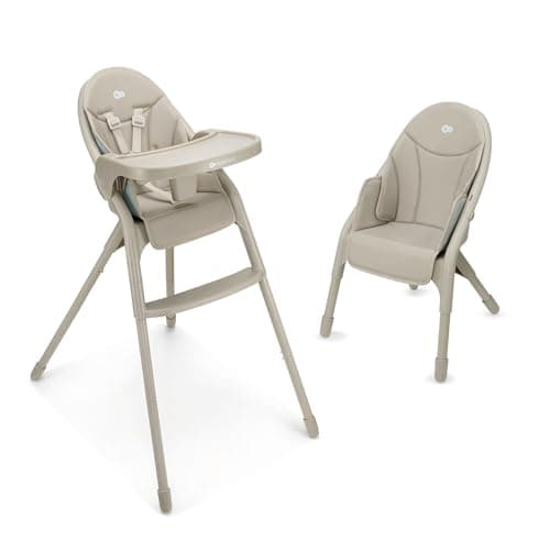 Kinderkraft DINNLY, Foldable highchair, Easy Tool-Free Setup, Comfortable Easy-Clean Insert, footrest Support, Stable Design with 5-Point Harness, Grows with the Child, Beige — view 2