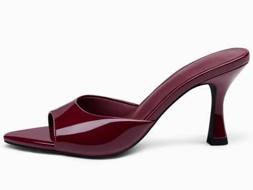 Coutgo Women's Pointed Toe Mule Sandals, Burgundy, 8.5 — view 5