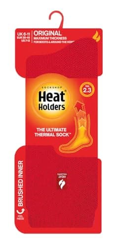 HEAT HOLDERS - Mens & Womens 2.3 Tog Original Thermal Socks | 3 Sizes | Thick Warm Fluffy Insulated Socks for Winter | Ideal for Raynauds (6-11, Red) — view 4