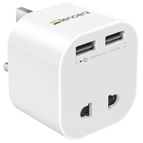 LENCENT Shaver Plug Adaptor UK, 2 Pin to 3 Pin Converter with 2 USB Ports