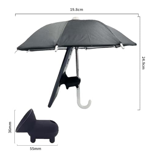QYEHF Anti-Glare Phone Umbrella Sun Shade, Holder with Suction Plug for Car Navigation Sunscreen, Mini Sunscreen Travel Cell Phone Umbrella, Smartphone Outdoor Stand (black) — view 2