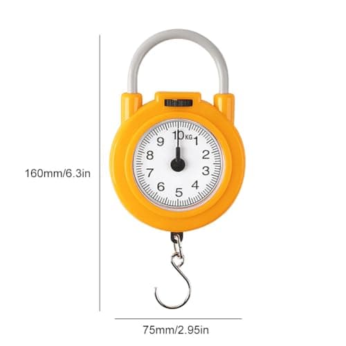 AVZYARDY 0.1KG Fishing Scale Portable Travel Luggage Weighing Scale with Hook Kitchen Tool 10KG Digital Electronic Hanging Hook Scale (Yellow) — view 3
