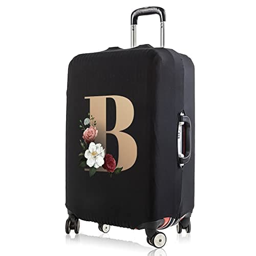 Initial Letter Printed Design Travel Trolley Case Cover Protector Washable Suitcase Cover Luggage Storage Covers for 18-28 Inch Luggage Cover (L (26-28 inch Luggage), gold B) — view 6