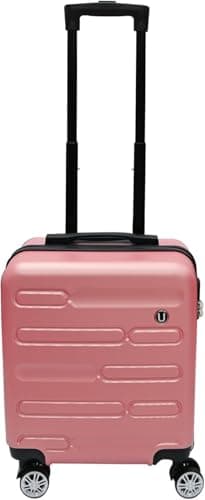 Unibos | Rose Gold 45cm Cabin Suitcase – Lightweight Hard Shell ABS Travel Luggage with 4 Spinner Wheels & Telescopic Handle (45x35x20cm, 34L) – Compact Carry-On Style Travel Case (Rose Gold)