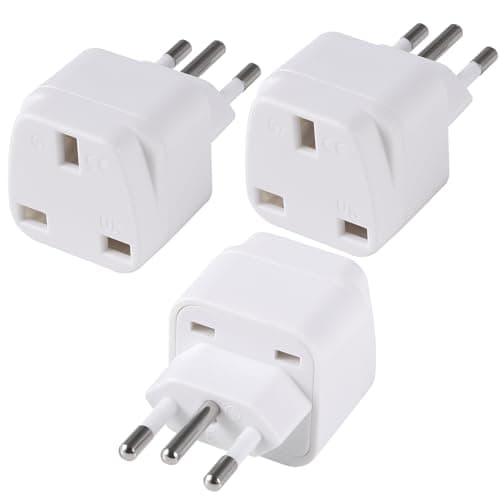 3-Pack UK to BRAZIL Plug Adapters Brazil Power Converter Grounded Universal Travel Adapter 3 Pin Brazil International Type N Plug (White)