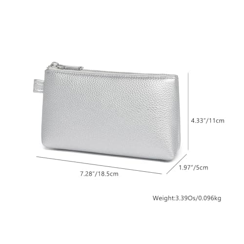 YONBEN Small Makeup Bag for Handbag Travel Pouch (Pearl Silver, PU) — view 2