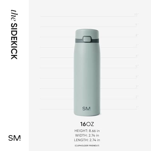 Simple Modern Sidekick Travel Coffee Mug | Insulated Stainless Steel Mug with Ceramic Lining | Airtight and Friendly for Cup Holder, 473ml, Sea Glass Sage Mix — view 6