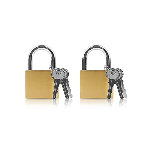 Lamondre Padlock 2 Pack, Small Padlocks with Keys, Mini Padlock for Gym Locker, Travel Bags, Cabinets - 32mm