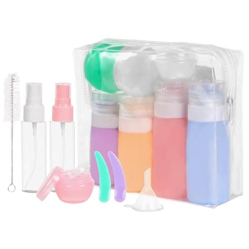 Albert Austin Set of 16 Travel Bottles for Toiletries Refillable Squeezable Silicone Bottles Leak Proof Travel Containers for Toiletry BPA Free Conditioner Body Wash Bottle Set for Holiday Essentials