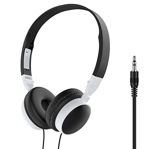 Lightweight Wired Foldable Headphones, On-Ear Headphones, Over Ear Head Phone with Cable — (Foldable, Aux Jack 3.5mm) Black