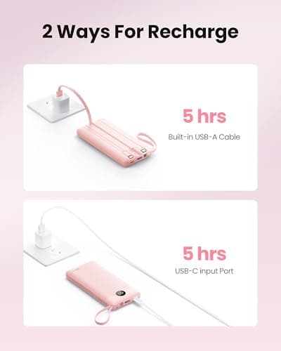 Coowisty Power Bank, Slim 10000mAh Portable Charger with 4 Built in Cables — view 4