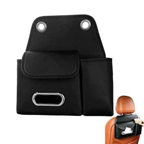 dzqad Car Organizer Back Seat Tissue Box Cup Holder PU Leather Storage Bag