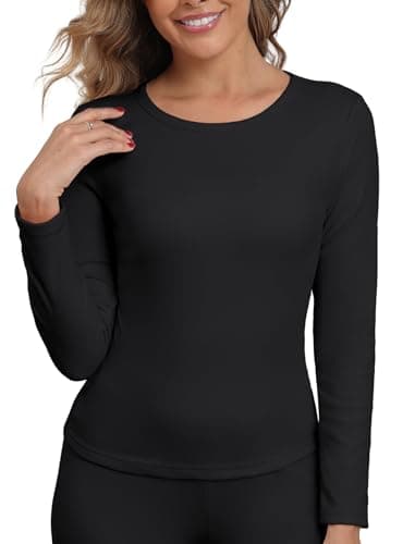 IWOLLENCE Thermal Long Sleeve Top Women (Black, M) — view 2