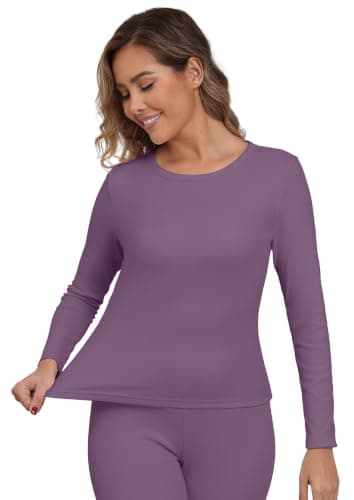 IWOLLENCE Thermal Long Sleeve Top Women (Purple, M)