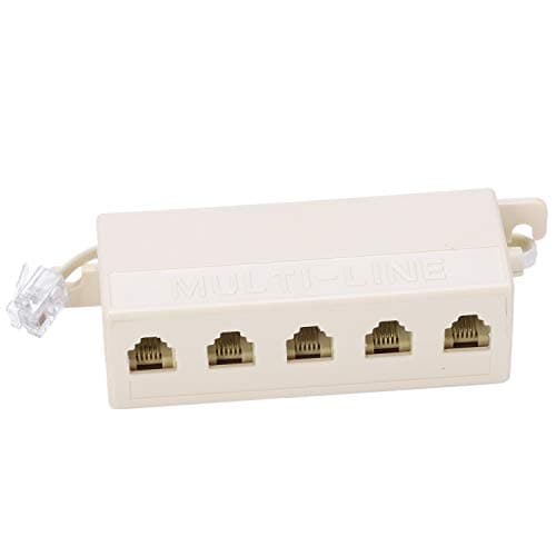 Agwuoetr Beige RJ11 6P4C Male Plug to 5 Ports 6P2C Female Socket Phone Line Splitter Adapter — view 4