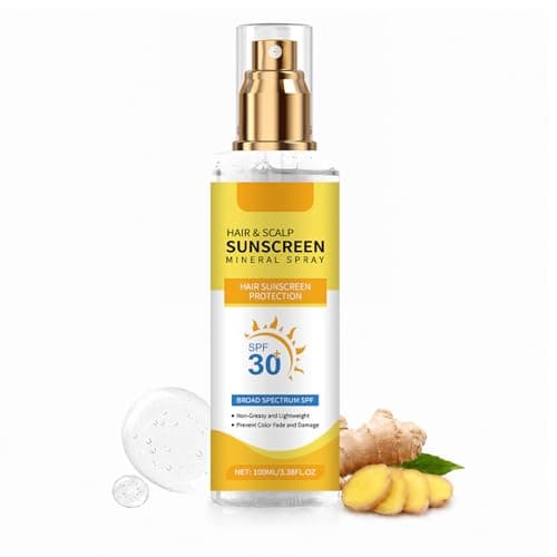 Ginger Hair & Scalp Sunscreen Spray SPF30 - Mineral UV Protector, Non Greasy Weightless Mist with Keratin Panthenol, 100ml Sun Protection for Colour-Treated Strands, Beach & Travel