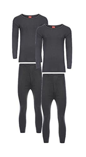 Heatwave® Pack of 2 Men's Extreme Thermal Underwear Set, Long Sleeve Top & Long Johns Set, Winter Thermals, Small Charcoal